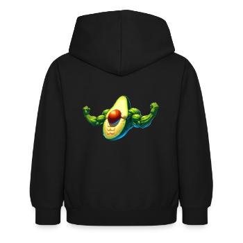 Starke Avocado - Kinder Hoodie - Schwarz - Hinten - AI Model Kid Female (0cm)