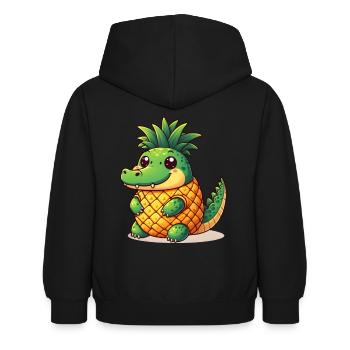 Ananas Krokodil - Kinder Hoodie - Schwarz - Hinten - AI Model Kid Female (0cm)