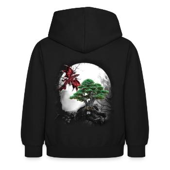 Märchen Fabeltier Drache Drachen Märchenfigur Myth - Kinder Hoodie - Schwarz - Hinten - AI Model Kid Female (0cm)