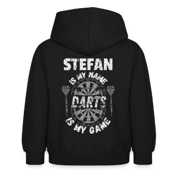 Personalised Darts T-Shirt for Stefan - Kids Hoodie - black - Back - AI Model Kid Female (0cm)