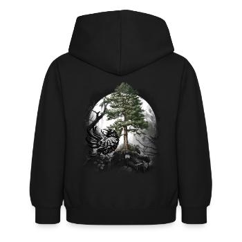 Corbeau de la forêt Corbeau Corbeau Corbeau Corbeau Habitant de la forêt Sombre - Sweat à capuche Enfant - noir - Dos - AI Model Kid Female (0cm)