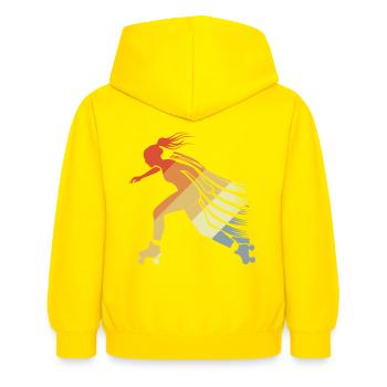 Roller Skating Mädchen - Kinder Hoodie - Gelb - Hinten - AI Model Kid Female (0cm)