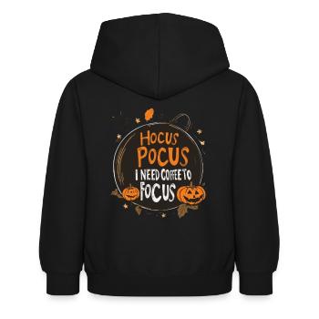 Hocus Pocus Kaffee Halloween Kürbis Lustig - Kinder Hoodie - Schwarz - Hinten - AI Model Kid Female (0cm)
