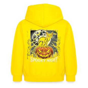 Halloween - « Spooky Pumpkin Night » - Sweat à capuche Enfant - jaune - Dos - AI Model Kid Female (0cm)