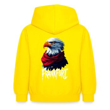 Francfort Adler Écharpe FFM Ultras Fans - Sweat à capuche Enfant - jaune - Dos - AI Model Kid Female (0cm)