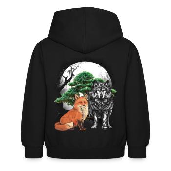 Habitants de la forêt Loup Loups Contes de fées Renard Renards Enfant - Sweat à capuche Enfant - noir - Dos - AI Model Kid Female (0cm)