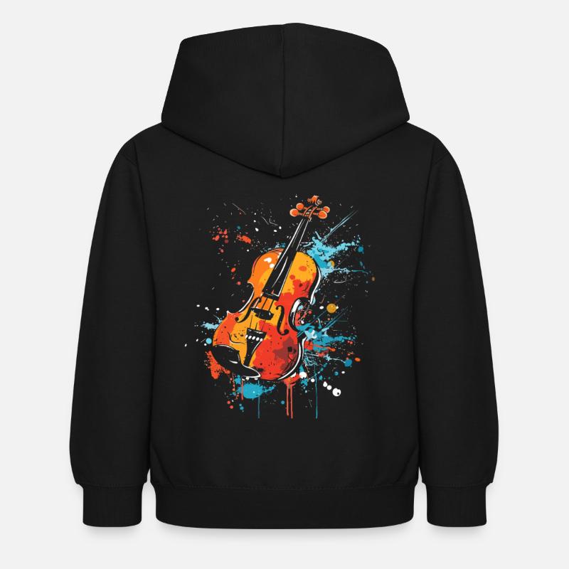 Violon Street Art - Sweat à capuche Enfant - noir