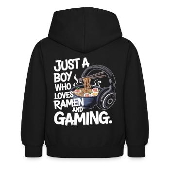 Ramen & Gaming - fun nerd design for gamers - Kids Hoodie - black - Back - AI Model Kid Female (0cm)