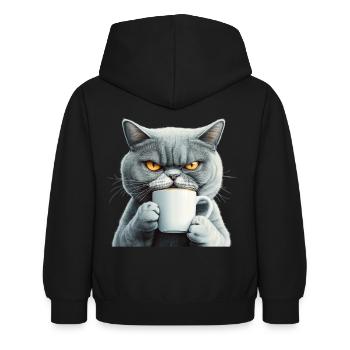 Realistic: with coffee - Kids Hoodie - black - Back - AI Model Kid Female (0cm)