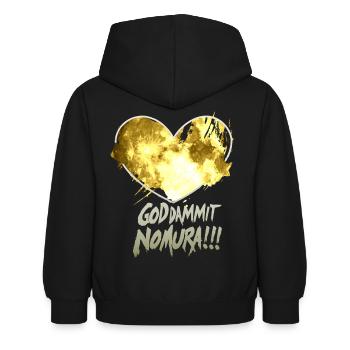 Goddammit Nomura – Goldenes Herz Design - Kinder Hoodie - Schwarz - Hinten - AI Model Kid Female (0cm)