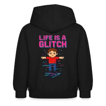 Life Is a Glitch – Das Leben ist ein Glitch - Kids Hoodie - black - Back - AI Model Kid Female (0cm)