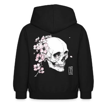 Cherry blossom skull in Japan style - Kids Hoodie - black - Back - AI Model Kid Female (0cm)