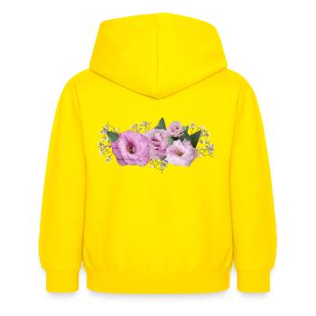 Fleurs Rose - Sweat à capuche Enfant - jaune - Dos - AI Model Kid Female (0cm)
