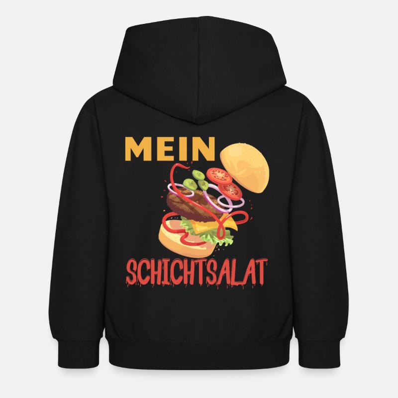 Burger, Burger hamburger, Burger Burger fleisch - Kinder Hoodie - Schwarz