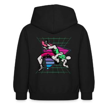 Ringen, Ringen Ringer, 2021, - Kinder Hoodie - Schwarz - Hinten - AI Model Kid Female (0cm)