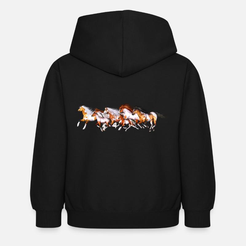 Troupeau de chevaux sauvages - Sweat à capuche Enfant - noir