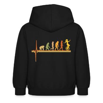 Monocycle ECG Puls Battements de Coeur Rétro Evolution - Sweat à capuche Enfant - noir - Dos - AI Model Kid Female (0cm)