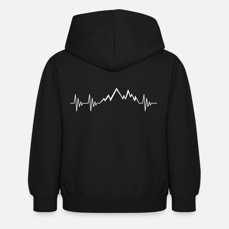 Montagna ECG Bianco - Felpa con cappuccio per bambini - nero