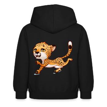 Cheetah court - Sweat à capuche Enfant - noir - Dos - AI Model Kid Female (0cm)