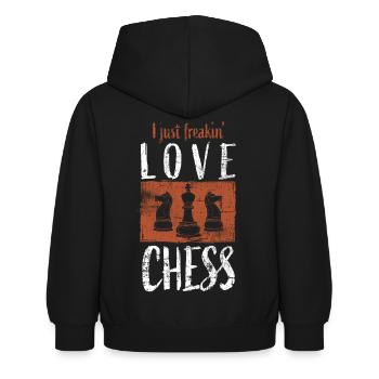 Schach - Kinder Hoodie - Schwarz - Hinten - AI Model Kid Female (0cm)