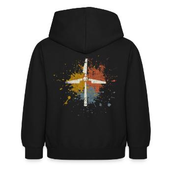 Énergie éolienne - Sweat à capuche Enfant - noir - Dos - AI Model Kid Female (0cm)