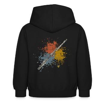Flûte transversale retro - Sweat à capuche Enfant - noir - Dos - AI Model Kid Female (0cm)