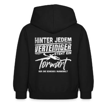 Torwart - Kinder Hoodie - Schwarz - Hinten - AI Model Kid Female (0cm)