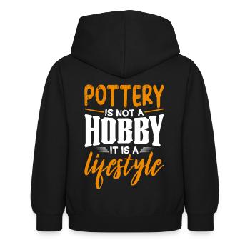 Töpfern - Kinder Hoodie - Schwarz - Hinten - AI Model Kid Female (0cm)
