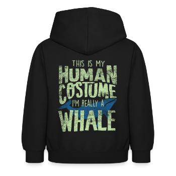 whale - Kids Hoodie - black - Back - AI Model Kid Female (0cm)