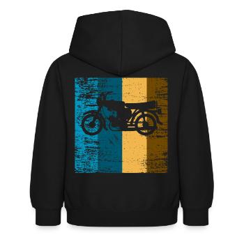 Moped Simson S51 - Kinder Hoodie - Schwarz - Hinten - AI Model Kid Female (0cm)