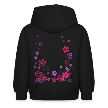 Blumen - Kinder Hoodie - Schwarz - Hinten - AI Model Kid Female (0cm)