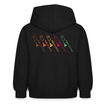Posaune - Kinder Hoodie - Schwarz - Hinten - AI Model Kid Female (0cm)