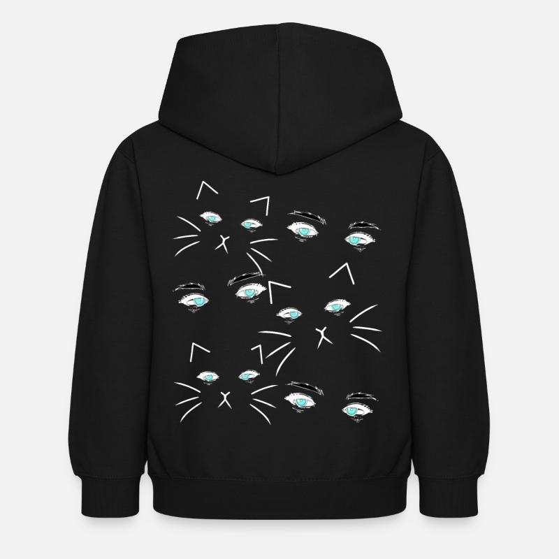 Fantasy Cat Eyes Visage Chat Propriétaire Chats - Sweat à capuche Enfant - noir