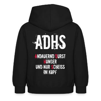 ADHS - Kinder Hoodie - Schwarz - Hinten - AI Model Kid Female (0cm)