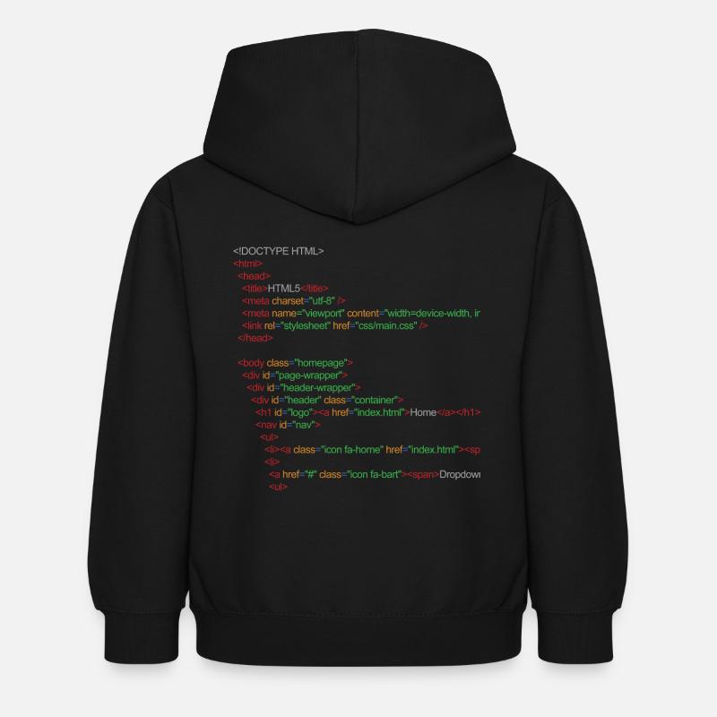 HTML5 code - Kids Hoodie - black