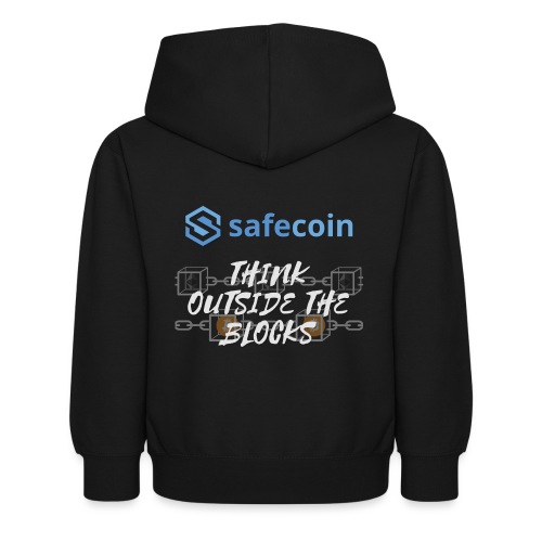 SafeCoin; Think Outside the Blocks (blue + white) - Kids Hoodie