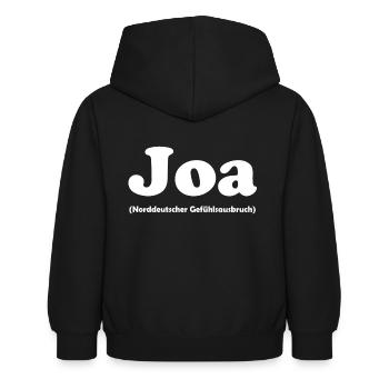 Joa - norddeutscher Gefühlsausbruch - Kinder Hoodie - Schwarz - Hinten - AI Model Kid Female (0cm)