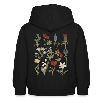 Wildblumen - Kinder Hoodie - Schwarz - Hinten - AI Model Kid Female (0cm)