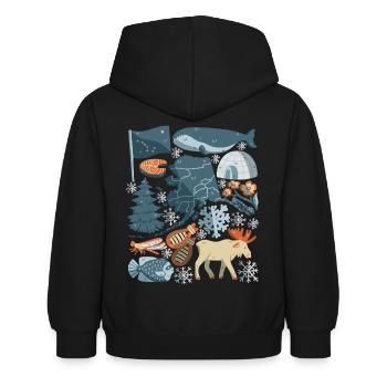 Alaska - Kinder Hoodie - Schwarz - Hinten - AI Model Kid Female (0cm)