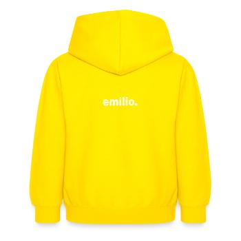 Gift Grunge Style First Name emilio - Kids Hoodie - yellow - Back - AI Model Kid Female (0cm)