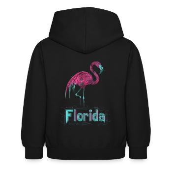 Néon Florida Flamingo - Sweat à capuche Enfant - noir - Dos - AI Model Kid Female (0cm)