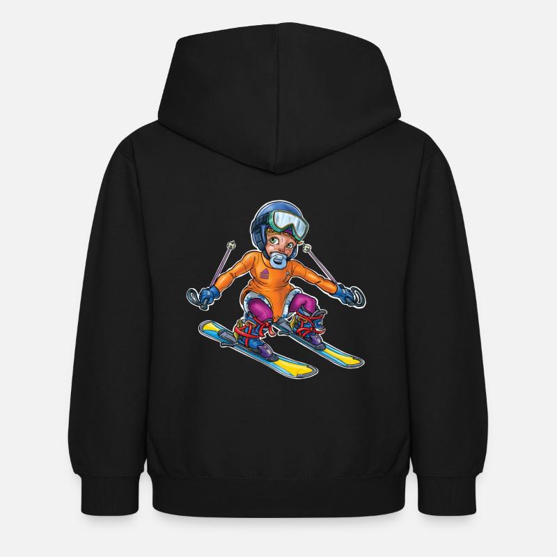 Petit bébé skieur 2 - Sweat à capuche Enfant - noir
