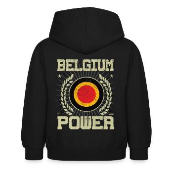 Design Cool Belgique - Sweat à capuche Enfant - noir - Dos - AI Model Kid Female (0cm)