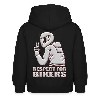 Biker - Kinder Hoodie - Schwarz - Hinten - AI Model Kid Female (0cm)