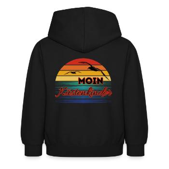 Moin Küstenkinder mit Möwe im Retro Style - Kinder Hoodie - Schwarz - Hinten - AI Model Kid Female (0cm)