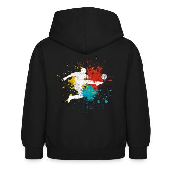 Fußball - Kinder Hoodie - Schwarz - Hinten - AI Model Kid Female (0cm)
