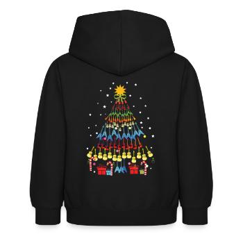 Gitarren Baum Weihnachten - Kinder Hoodie - Schwarz - Hinten - AI Model Kid Female (0cm)