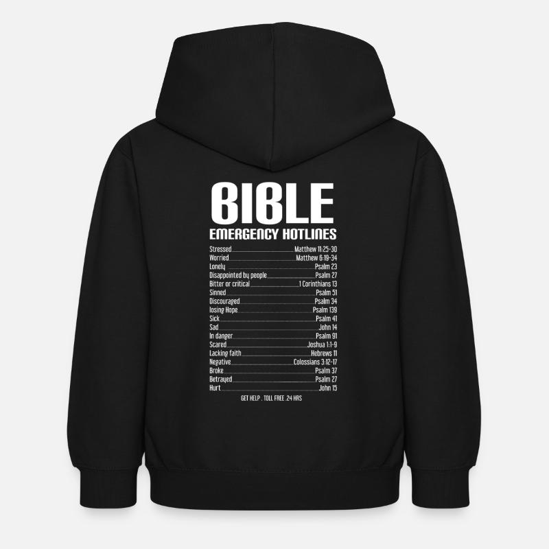 Bibel Notfall Hotline - Kinder Hoodie - Schwarz