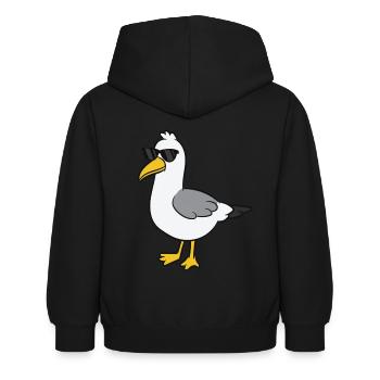 Möwe - Sonnenbrille - Kinder Hoodie - Schwarz - Hinten - AI Model Kid Female (0cm)