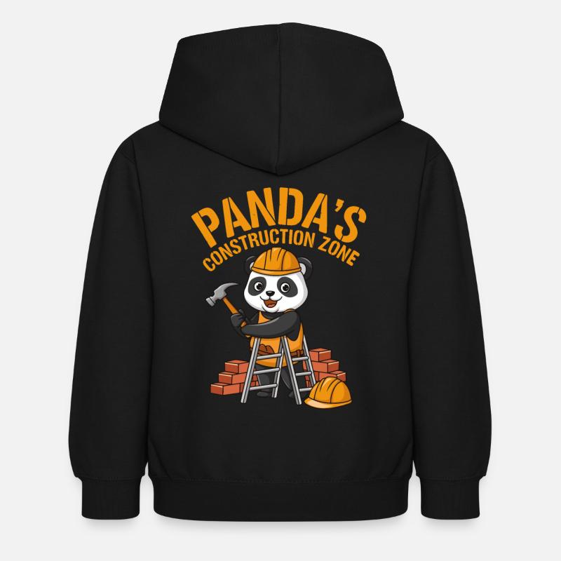 Pandas Construction Zone - Sweat à capuche Enfant - noir